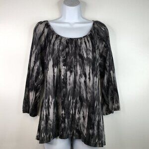 Style & Co. Black and Gray Lined Tunic Top Size L